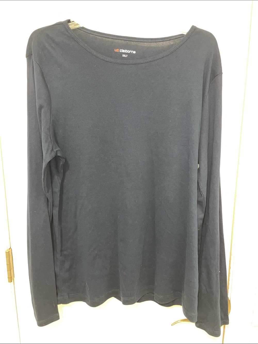 Liz Claiborne Navy Long-Sleeve Crewneck Top